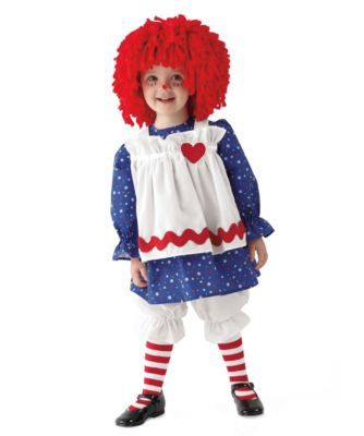 Raggedy Ann Halloween Costume, Rag Doll Halloween Costume, Raggedy Ann Costume, Rag Doll Costume, Best Kids Costumes, Toddler Costumes Girl, Halloween Costume Toddler Girl, Yarn Wig, Calico Dress