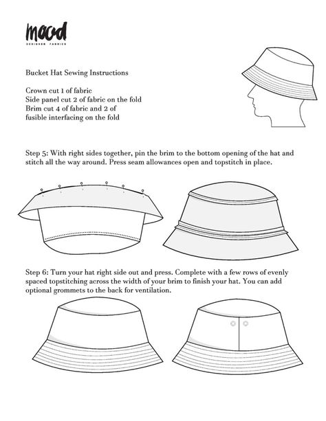 The Bucket Hat - Free Sewing Pattern - Mood Sewciety Free Bucket Hat Pattern, Bucket Hat Pattern Free, Bucket Hat With String, Hat Sewing Pattern, Hat Sewing, Hat Template, Bucket Hat Pattern, Traditional Festival, Kids Bucket Hat