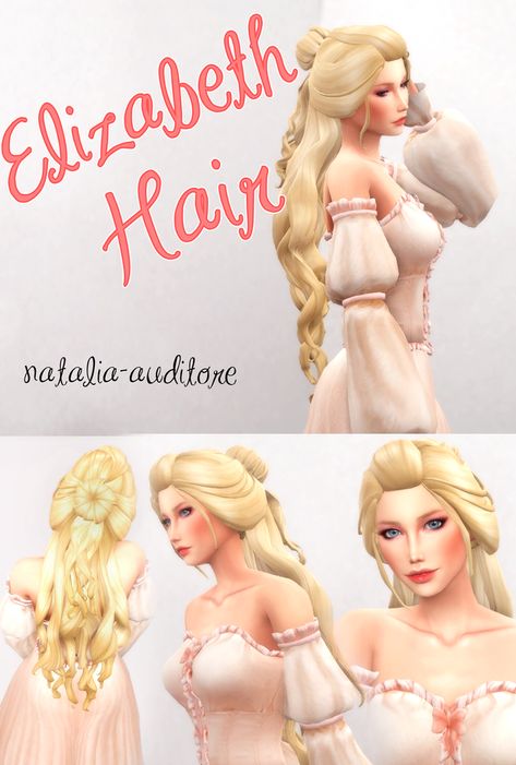 Elizabeth hair | Natalia-Auditore on Patreon Sims 4 Pirate Cc, Los Sims 4 Mods, Hair Rainbow, Medieval Hairstyles, Sims Medieval, Die Sims 4, Cc Hair, Sims 4 Anime, Pelo Sims