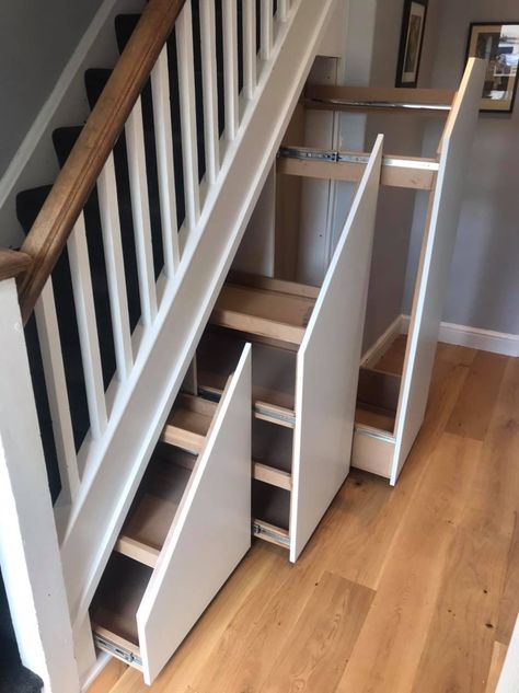 Under The Stair Storage Ideas, Understairs Shoe Storage, Furniture Under Stairs, Under Stairs Shoe Storage, Stair Solutions, Staircase Cabinet, Stair Cupboard, Shoe Storage Under Stairs, Under Stairs Drawers