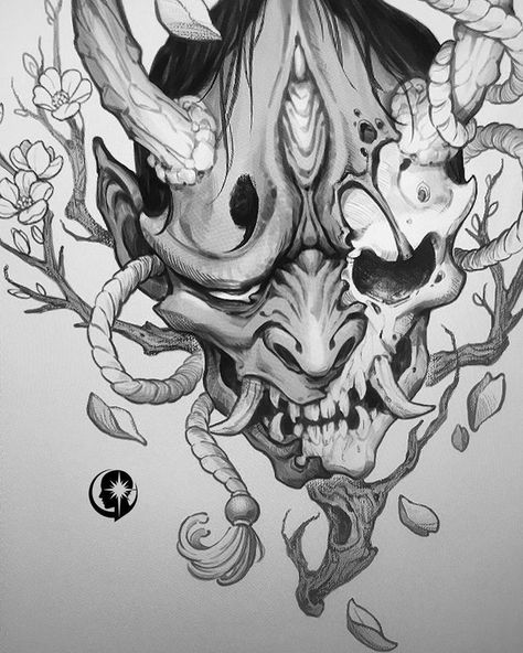 Hannya Maske, Oni Maske, Oni Mask Tattoo, Oni Tattoo, Art Octopus, Art Vampire, Best Tattoo Ever, Samurai Tattoo Design, Dengeki Daisy