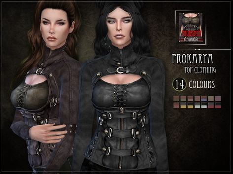 Prokarya top clothing for female sims (Sims4)  Found in TSR Category 'Sims 4 Female Everyday' Sims 4 Medevil Cc, 4 Witches, Sims4 Mod, Sims 4 Cc Goth, Cc Clothing, Medieval Outfit, 6th October, Sims Medieval, Alpha Cc