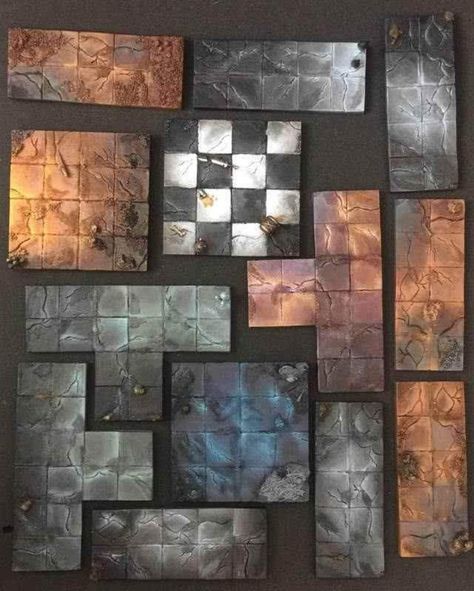 Warhammer Quest 3D tiles. Working on a full set of replacement 3D tiles for tge base game, Catacombs of Terror and Lair of the Orc Lord. Tiles cast by Chris at Shed games. #wip #warhammerquest #painted #painting #warhammer #warhammerfantasy #dungeonsanddragons #commissionsopen #shedgames #quest Basing Miniatures, Modular Dungeon, Grey Mountains, Rpg Table, Hero Quest, Warhammer Quest, Hirst Arts, Dnd Crafts, Dungeon Tiles