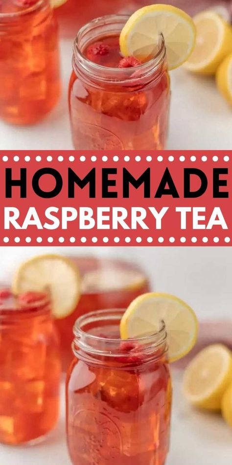 Raspberry Iced Tea Recipe - How to make Raspberry Iced Tea Raspberry Syrup Drink Recipes, Raspberry Green Tea Recipes, Iced Tea For Party, Raspberry Iced Tea Recipe, Raspberry Drinks Nonalcoholic, Drinks With Raspberry Syrup, Fresh Tea Recipes, Raspberry Syrup For Drinks, Red Raspberry Recipes