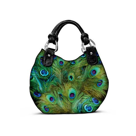 Pretty As A Peacock Women's Handbag Featuring Mindy Sommers Peacock... ($90) ❤ liked on Polyvore featuring bags, handbags, shoulder bags, purses, handbags purses, cell phone purse, purse shoulder bag, man shoulder bag and peacock feather purse Peacock Purse, Peacock Gifts, Tas Bahu, Peacock Art, Green Handbag, Green Purse, Faux Leather Handbag, Bradford Exchange, Handbag Heaven