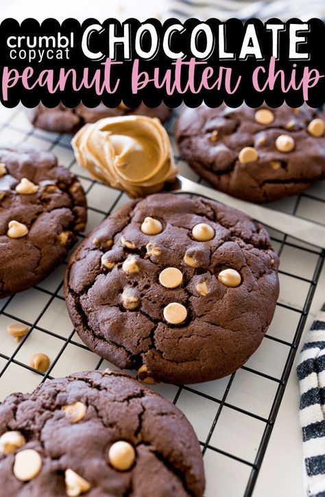 Chocolate Peanut Butter Chip Cookies, Peanut Butter Chip Cookies, Crumble Cookie Recipe, Cooking With Karli, Peanut Butter Chocolate Chip Cookies, Chocolate Peanut Butter Cookies, Gourmet Cookies, Reeses Peanut Butter, Peanut Butter Chips