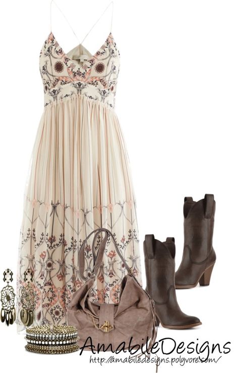 "Country Chic" by amabiledesigns on Polyvore Lady Like, Cute Country Outfits, Country Girls Outfits, Country Girl Style, Country Dresses, Country Fashion, Dress Boots, The Outfit, Country Outfits