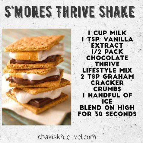 Thrive Shake Recipes Chocolate, Thrive Le Vel Shake Recipes, Level Thrive Shakes Recipes, Thrive Shake Recipes Le-vel, Smores Smoothie, Thrive Le-vel, Thrive Shake Recipes, Gluten Free Protein Shakes, Thrive Diet