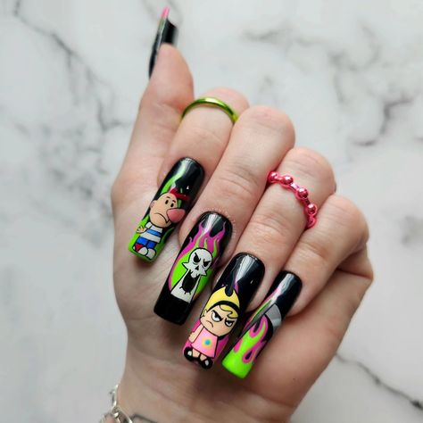 Billy And Mandy, Billy Y Mandy, Grim Adventures, Kids Nail Designs, Business Nails, Builder Gel, Nails For Kids, Nails Desing, The Grim