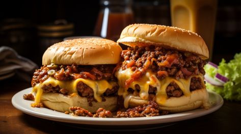 Beer, Bacon, and Cheese Sloppy Joes: A Hearty Twist on a Classic ⋆ All You Can Eat Bacon Beer And Cheese Sloppy Joe Recipe, Bacon Beer Cheese Sloppy Joes, Cheese Sloppy Joes, Sloppy Joes Sandwich, Sloppy Joe Sauce, Beer Bacon, Bacon And Cheese, Sloppy Joes Recipe, Gourmet Burgers