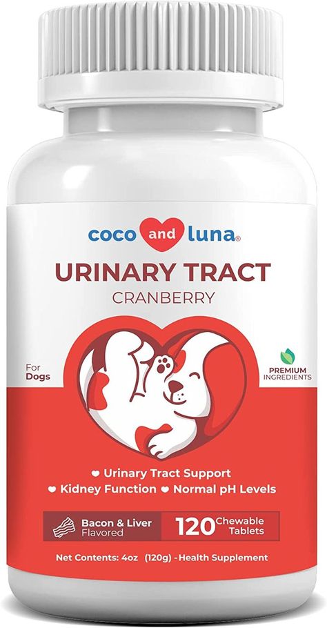 Cranberry for Dogs - 120 Chewable Tablets - Urinary Tract Support, Bladder Support for Dogs, Dog UTI, Bladder Stones, Dog Incontinence Support, Cranberry Supplement for Dogs Dog Incontinence, Bladder Stones, Cranberry Supplements, Liver Supplements, Turmeric Curcumin, Dog Nutrition, Dog Allergies, Dog Supplements, Liver Health