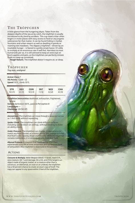 Easy Dnd Monsters, Dnd Ooze, Homebrew Monsters, Dnd Druid, Dnd Stats, Dungeon Master's Guide, Dungeons And Dragons 5e, Dungeons And Dragons Classes, Dnd 5e Homebrew