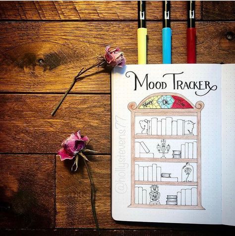 February Mood Tracker, Journal Bookshelf, Bullet Journal Bookshelf, Book Trackers, February Mood, Beautiful Bookshelf, Bookshelf Inspiration, Bullet Journal Mood Tracker Ideas, Inspirational Illustration