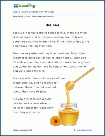 Children's non-fiction story for grade 3 students: "The Bee". 200 words. Reading comprehension questions follow the text.. Free reading and math worksheets from K5 Learning. No login required. Comprehension For Grade 3 Student, Comprehension For Grade 4 With Questions, Good Study Habits, Bee Themed Classroom, Fiction Story, Fiction Text, Hard Words, Reading Comprehension Questions, Learning English For Kids