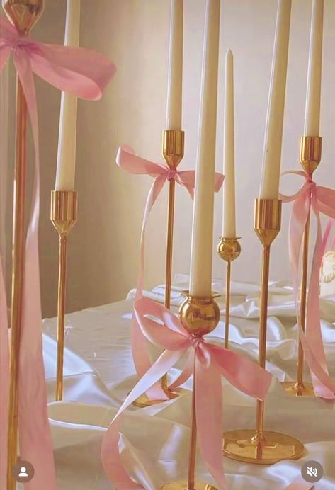 Candle Sticks With Bows, Candles With Bows, 16 Candles Aesthetic, Candles With Ribbon, Baymax Party, Picnic Candles, Birthday Candles Diy, Sweet 16 Candles, Taper Candles Wedding