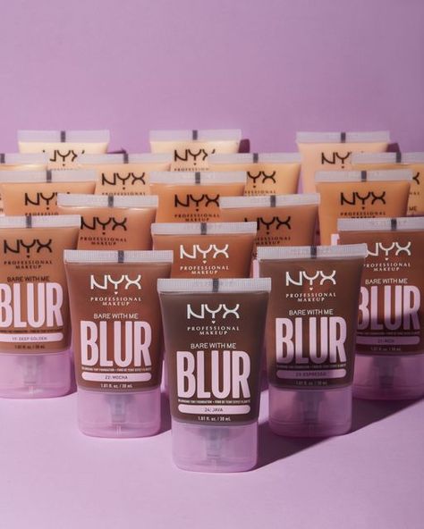 NYX Professional Makeup on Instagram: "Whole squad pulling up to BLUR alll of your pores, redness, texture, and dark spots 🧍‍♀️🧍‍♀️🧍‍♀️With 24 instantly blurring shades, your skin has never looked better ✨ Shop Bare With Me Blur Tint Foundation now at nyxcosmetics.com • #NYXCOSMETICS23DROP #nyxcosmetics #nyxprofessionalmakeup" Nyx Blur Foundation, Nyx Bare With Me, Nyx Foundation, Nyx Blush, Makeup Bag Essentials, Face Beat, Nyx Makeup, Foundation Makeup, Bag Essentials