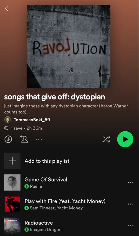 Dystopian Songs, Spotify Playlists To Listen To, Dystopian Playlist, Spring Music, Playlist Names Ideas, Therapy Playlist, Music Tabs, The Playlist, Song Suggestions