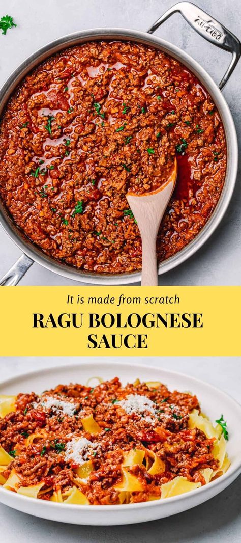 Bolognese Sauce With Jar Sauce, Ground Beef Ragu Recipe, Bolognese With Jar Sauce, Minced Pork Pasta, Pork Pasta Sauce, Pasta Sauce With Ground Beef, Red Sauce Pasta Recipes Ground Beef, Meatball Bolognese, Ground Beef Ragu