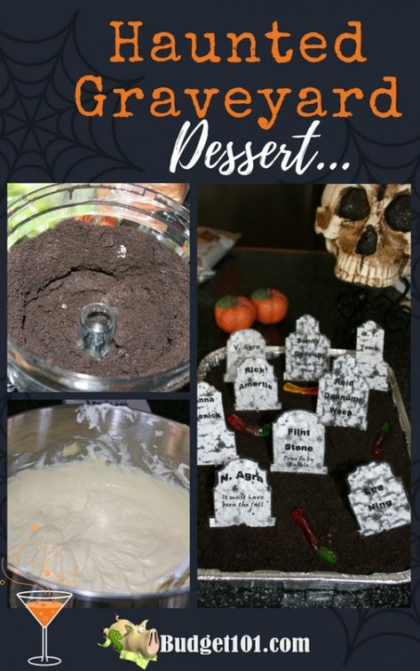 Graveyard Dessert, Graveyard Pudding, Dirt Pudding Recipes, Caramel Apple Bites, Layered Pumpkin Cheesecake, Dirt Pudding, Haunted Graveyard, Pumpkin Whoopie Pies, Leftover Halloween Candy