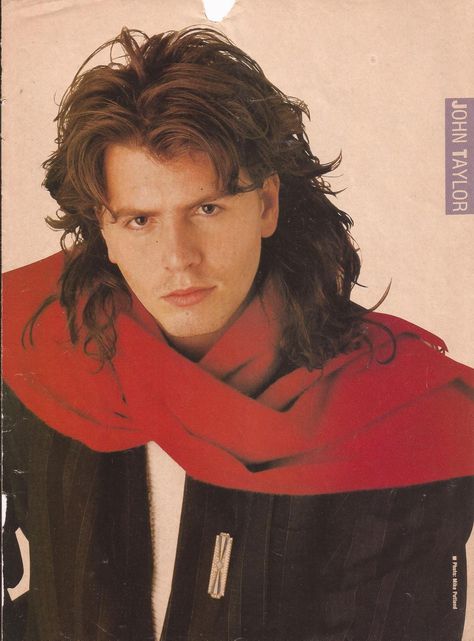 John Taylor...the RED SCARF!!! Smash Hits Magazine, 80s Haircuts, Nigel John Taylor, Andy Taylor, Kat Williams, Bass Guitarist, 80s Bands, Roger Taylor, Dark And Twisted