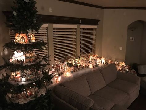 Christmas Village 2017 ~ this blog is gorgeous Models Architecture, Tiny Stuff, Behind Couch, Tiny Village, Christmas Village Display, Village Display, Christmas Town, Christmas Villages, Christmas Village