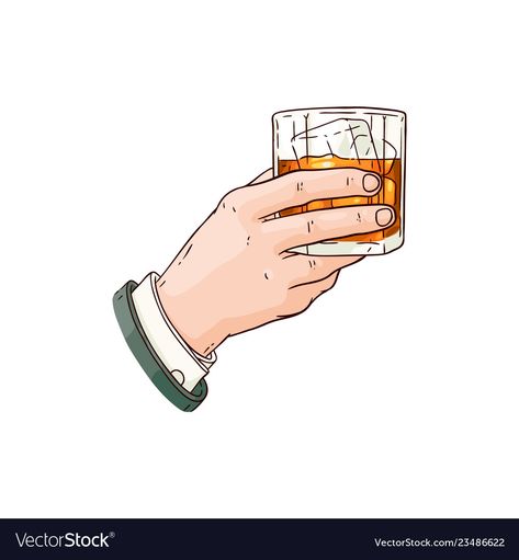 Drinking Drawing Alcoholic, Hand Holding Glass Reference, Negroni Tattoo, Whiskey In Hand, Whiskey Illustration, Product Advertising Design, Luxury Celebration, Product Advertising, Liquor Glass