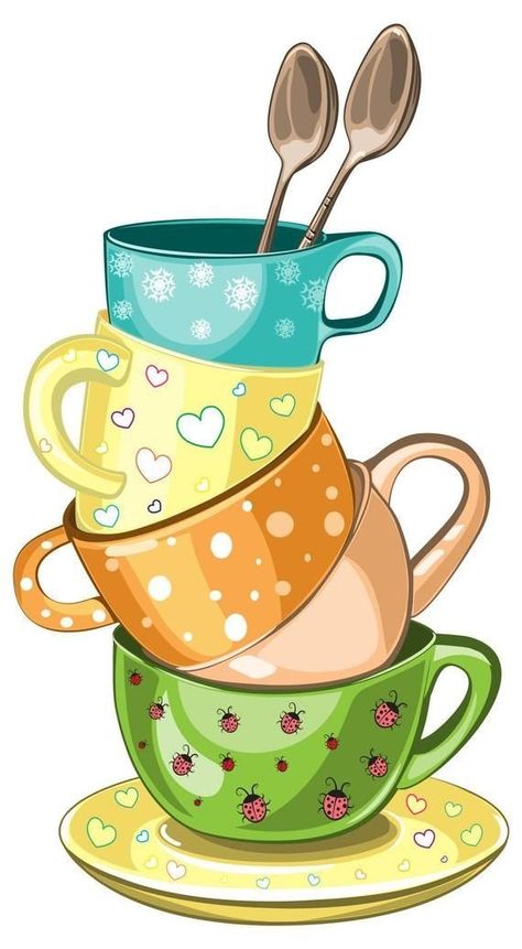 Stacked Tea Cups, Tea Cup Art, Wall Stickers Animals, Coffee Cup Art, Normal Wallpaper, Kitchen Wall Stickers, Diy Store, Wall Tattoo, Cup Art