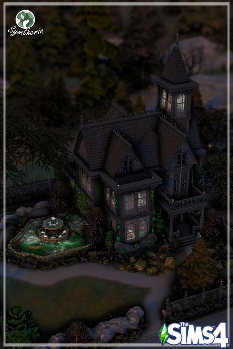 Goth House Exterior, Sims 4 Victorian House, Gothic House Plans, Dark Academia House, Bloxburg Victorian House, Victorian Gothic House, Academia House, Vampire Mansion, Mansion Plans