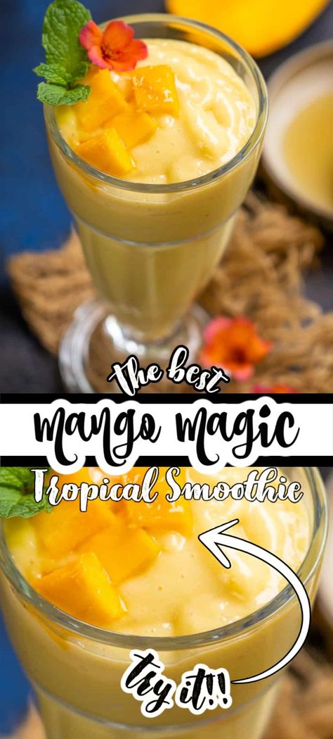 Mango Madness Smoothie, Tropical Smoothie Mango Magic Recipe, Mango Magic Smoothie, Diy Tropical Smoothie Cafe Recipes, Mango Drinks Nonalcoholic, Mango Magic Tropical Smoothie Recipe, Tropical Smoothie Recipes Copycat, Frozen Mango Smoothie, Tropical Smoothie Cafe Recipes