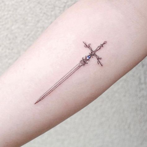 Three Of Swords Tattoo Dainty, Minimalist Tattoo Swords, Fine Line Dagger Tattoo, Tiny Dagger Tattoo, Saber Tattoo, Scepter Tattoo, Small Dagger Tattoo, Feminine Dagger Tattoo, Gothic Tattoos