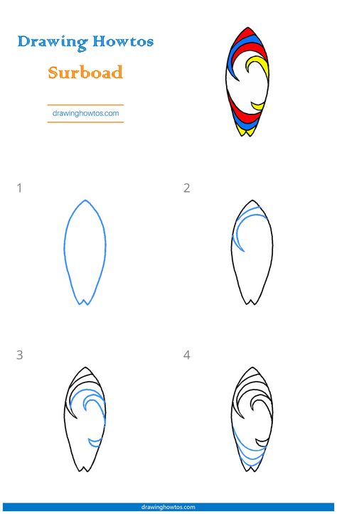 Drawing Surfboard, Surfboard Drawing, Draw Objects, Easy Drawing Guides, Drawing Guides, School Theme, Drawing Guide, School Themes, Guided Drawing