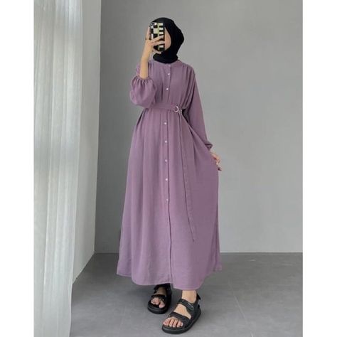 Purple Dress Hijab, Ootd Lebaran, Gamis Simple, Syari Dress, Fesyen Islam, Gamis Dress, Model Gamis, Dress Gamis, Style Hijab