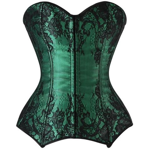 Green Overbust Corset With Black Floral Print and Black Ribbon Belt (58 BRL) ❤ liked on Polyvore featuring corsets and tops Corset Png, Green And Black Corset, Dark Green Corset, Corsets Tops, Body Corset, Clothing Png, Loki Cosplay, Pirate Outfit, Green Corset