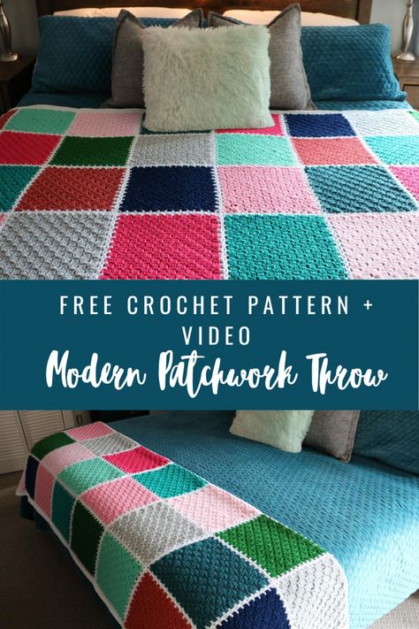 Crochet Sampler Afghan, Crochet Patchwork Blanket, Crochet Blanket Sizes, Crochet Modern, Blanket Pattern Crochet, Patchwork Crochet, Knit Patchwork, Patchwork Throw, Crochet Throw Pattern