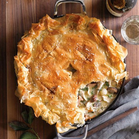 The Chicken Pot Pie You Want Tonight - Williams-Sonoma Taste Chicken And Mushroom Pie, Leftover Pie, Mushroom Pie, Chicken And Mushroom, Hatch Green Chile, Turkey Pot Pie, Phyllo Dough, Thanksgiving Leftovers, Half Baked