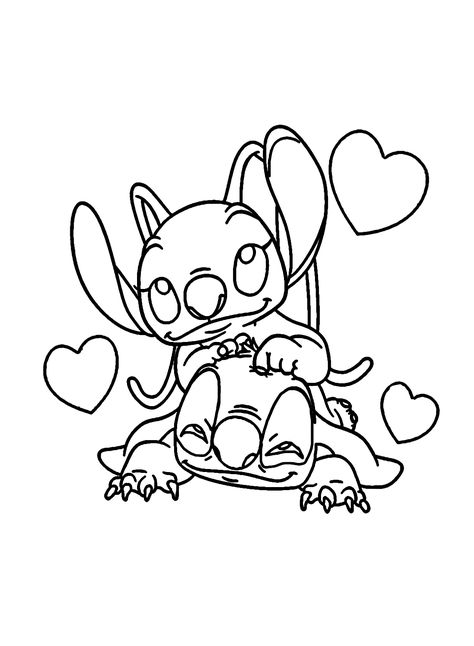 Stitch And Angel Coloring Pages, Stitch Coloring, Bratz Coloring, Angel Stitch, Angel Coloring Pages, Stitch Coloring Pages, Happy Birthday Coloring Pages, Space Coloring Pages, Lilo And Stitch Drawings