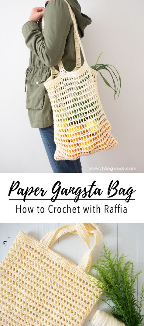 Learn all about crocheting with raffia! Does it hurt your hands? What does raffia feel like? Will my project be sturdy enough to use? Your most popular questions about this interesting "yarn" answered here! #onedogwoof #crochetwithraffia Crochet Rafia Bags Pattern, Eco-friendly Crochet Straw Bag, Eco-friendly Everyday Crochet Straw Bag, Eco-friendly Natural Straw Crochet Bag, Raffia Crochet Pattern Summer Bags, Tote Crochet, Crochet Bags, Free Crochet Bag, Crochet Shell Stitch