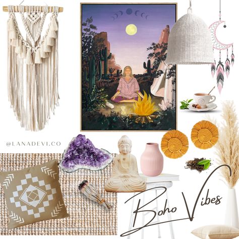 Create a Bohemian oasis in your home with this inspiring mood board! Featuring original artwork, boho-style decor, and cozy textiles, you'll be living in the lap of luxury. From shag rugs to macrame wall hangings, this dreamy collection will help you achieve your ideal home aesthetic. Transform your space into a bohemian paradise with our Inspo Boho Style Mood Board! Style Mood Board, Cozy Textiles, Art Oil Paintings, Macrame Wall Hangings, Boho Style Decor, Ocean Nature, Coastal Boho, Shag Rugs, Couture Sewing Techniques