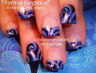 Nail-art by Robin Moses: Elegant Blue Swirls~ Red Carpet Mani Tentacle Nails, Octopus Nails, Robin Moses, Opal Nails, Classy Nail Art, Red Carpet Manicure, Elegant Nail Art, Formal Nails, Cute Nails For Fall