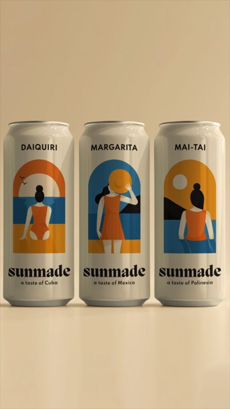 Sunmade beverage brand and package design by Benedetta Notarandrea - Fivestar Branding Agency Is A Design and Branding Agency. This Work Belongs to The Accredited Artist and Is Curated For Inspiration Only #beveragepackaging #beveragebrand #packagingdesign #graphicdesign #logodesign Feminine Branding, Hotel Branding, Mai Tai, Restaurant Branding, Beverage Packaging, Daiquiri, Branding Agency, Brand Identity Design, Can Design