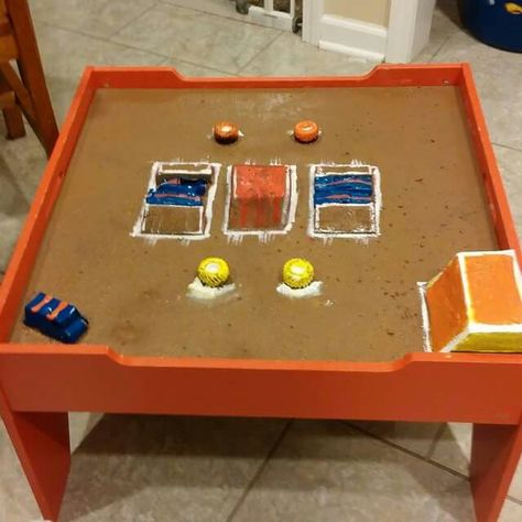 Diy monster truck arena for our sons birthday Monster Truck Table, Monster Truck Arena, Diy Monster Truck, Monster Jam Arena, Monster Trucks Party, Monster Jam Toys, Monster Jam Party, Monster Jam Birthday, Monster Truck Birthday Party