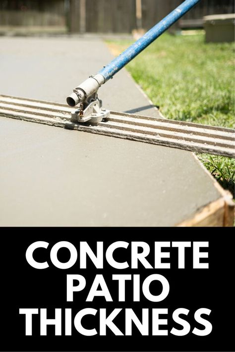 In this complete guide, we discuss the correct patio thickness and everything you need to know about installing a concrete patio! Read more at OwnTheYard.com! Poured Concrete Patio, Diy Concrete Patio, Concrete Backyard, Concrete Sealant, Pavers Diy, Diy Patio Pavers, Types Of Concrete, Patio Slabs, Pallet Patio