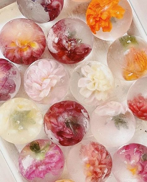 Spring Event Ideas, Floral Ice Cubes, Flower Ice Cubes, Fancy Ice, Floral Ice, Flower Ice, Spring Event, Pretty Drinks, Wedding Drink