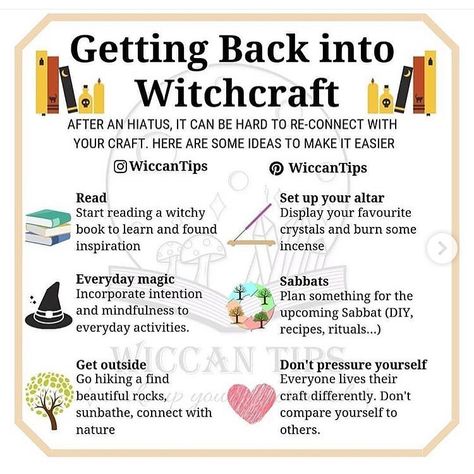 Alexa 🖤🌙 on Instagram: “Tips for any of you who are getting back into witchcraft after a hiatus (note; it is absolutely fine to take a break). Picture Credit;…” Witchy Interactive Posts Facebook, Reconnecting With Witchcraft, Daily Witchcraft, Witches Broom, Random Tips, Witchy Tips, Broom Closet, Wiccan Magic, Witch Stuff