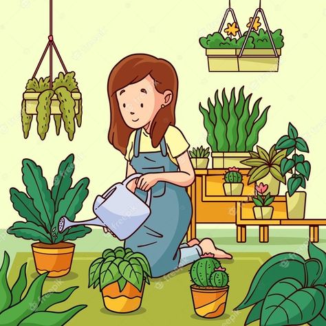 Taking Care Of Plants, Illustration Of People, Baby Cartoon Drawing, Earth Drawings, Plant Drawing, Hand Drawn Illustration, Tree Drawing, Drawn Illustration, Baby Cartoon