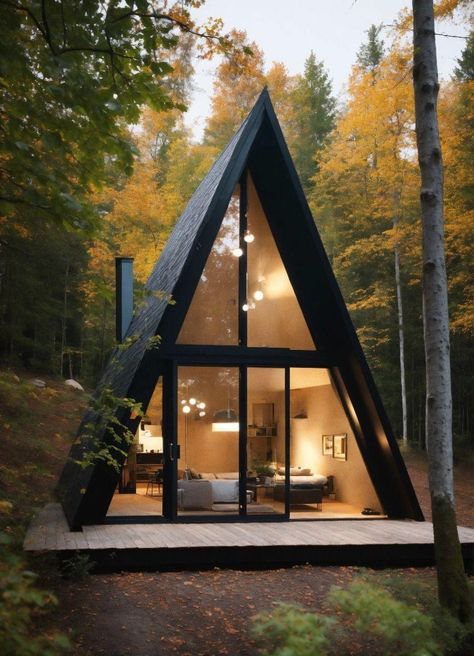 City Structure, Wall Architecture, A Frame Cabins, Old Window Frame, Cabin Tiny House, A Frame House Plans, Weekend House, Interior Rendering, Beauty Wallpaper