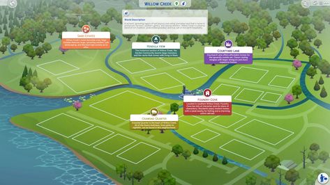 Willow Creek Sims 4 Map, Willow Creek, Sims 4 Build, Sims 2, The Sims 4, The Sims, Sims 4, Map, Google Search