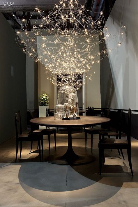 Editors' Picks: 90 Statement Light Fixtures |  Jan Pauwels's Galaxy chandelier in nickel by Baxter. Kattokruunu Diy, Interior Light Fixtures, Diy Luminaire, Statement Light Fixture, Modern Style Bedroom, Bedroom Light Fixtures, Modern Lighting Design, Deco Luminaire, Statement Lighting