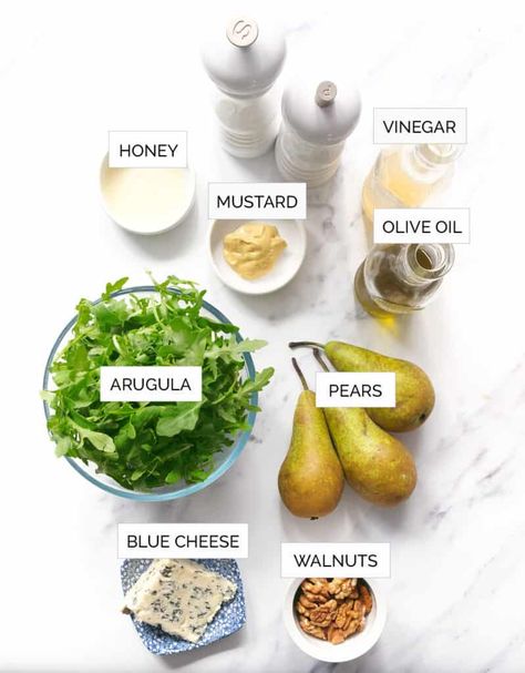 This delightful arugula pear salad is quick to make, delicious, and perfect for festive gatherings. #saladrecipes #saladideas #saladforparties #arugulasalad Arugula Pear Salad, Salad With Blue Cheese, Blue Cheese Salad, Honey Mustard Dressing, Recipetin Eats, Pear Salad, Marinated Beef, Mustard Dressing, Snacks Saludables