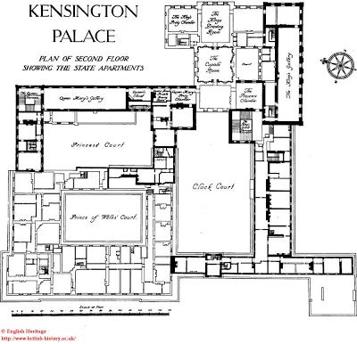 The Devoted Classicist: The Duke and Duchess of Cambridge, Kensington Palace - would be great to print and frame Royal Palace Floor Plans, Castle Floorplans, Kensington Palace Interior, Buckingham Palace Floor Plan, Apartments Plan, Palace Plan, Inside Kensington Palace, Kensington Palace Apartments, Square Floor Plans